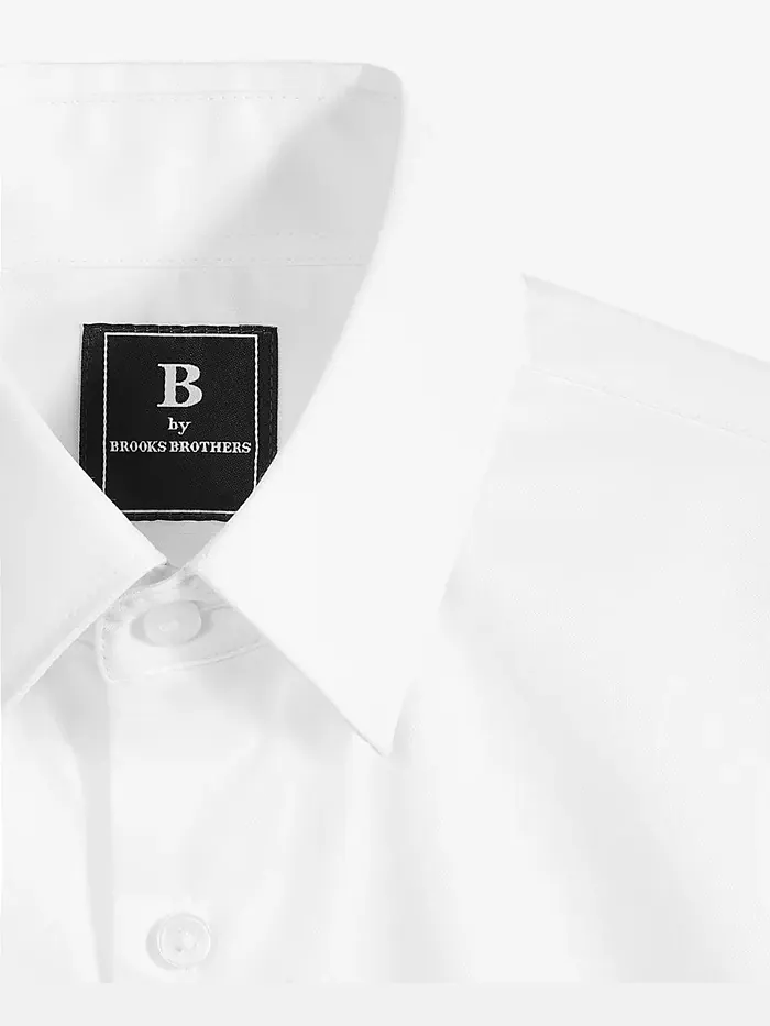 Классическая однотонная рубашка с длинным рукавом для мальчиков Big Boys B By Brooks Brothers — изображение 5 из 6, белый