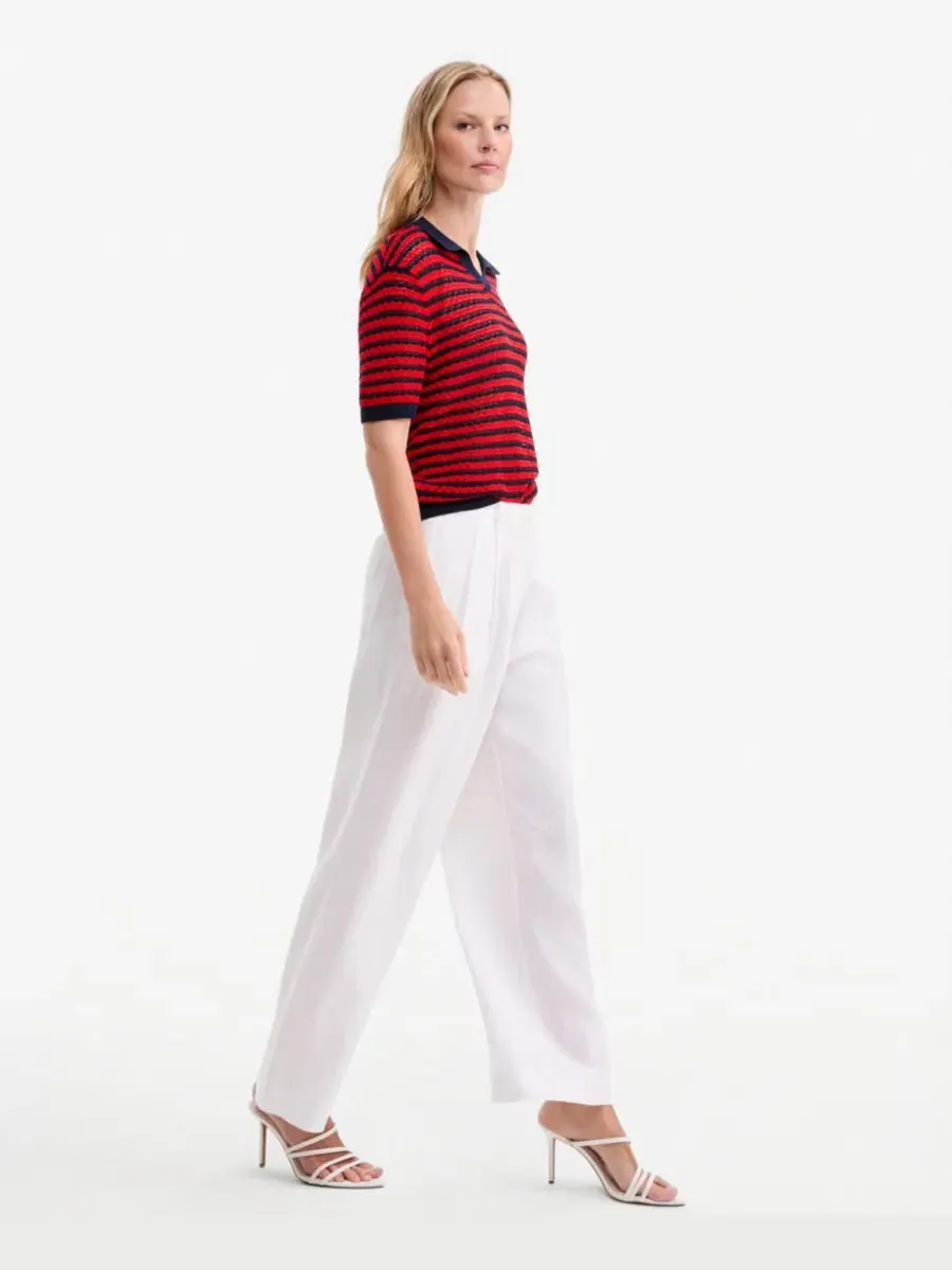 Брюки женские с высокой посадкой, широкие, с защипами Tommy Hilfiger — изображение 5 из 7, классический белый