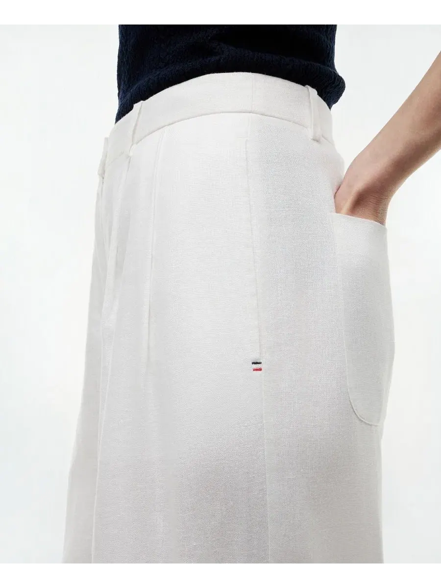 Брюки женские с высокой посадкой, широкие, с защипами Tommy Hilfiger — изображение 6 из 7, классический белый