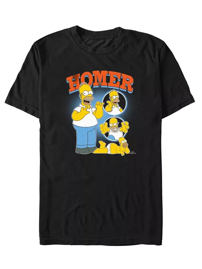 Мужская футболка с коротким рукавом Multiple Homers The Simpsons — черный