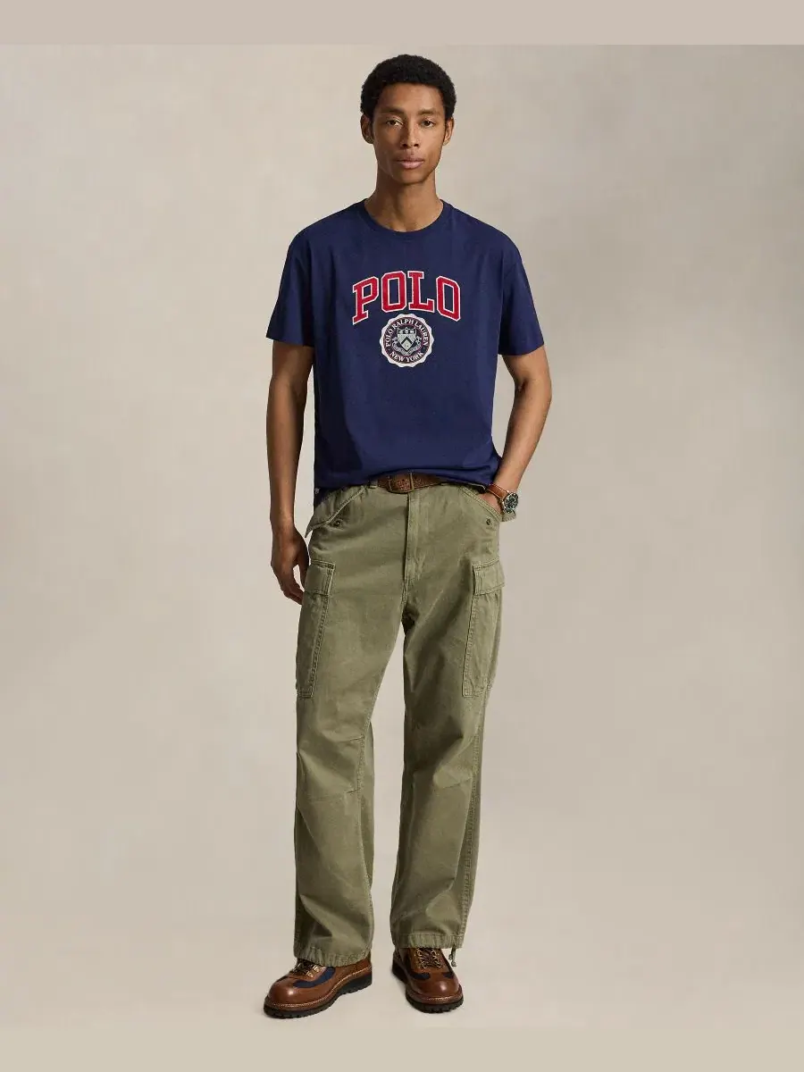 Футболка классическая с логотипом Polo Ralph Lauren — изображение 2 из 5, темно-синий