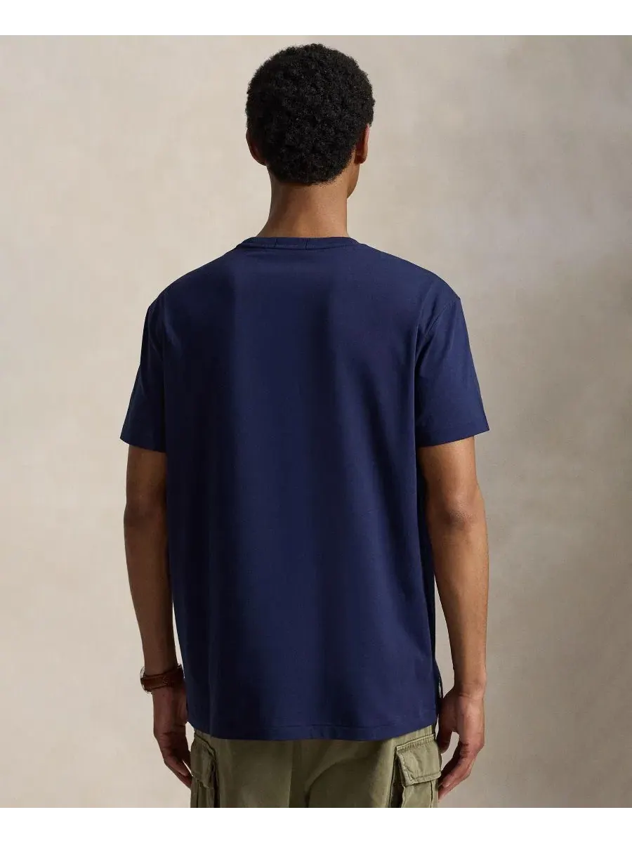 Футболка классическая с логотипом Polo Ralph Lauren — изображение 4 из 5, темно-синий