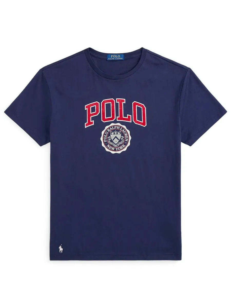 Футболка классическая с логотипом Polo Ralph Lauren — изображение 5 из 5, темно-синий