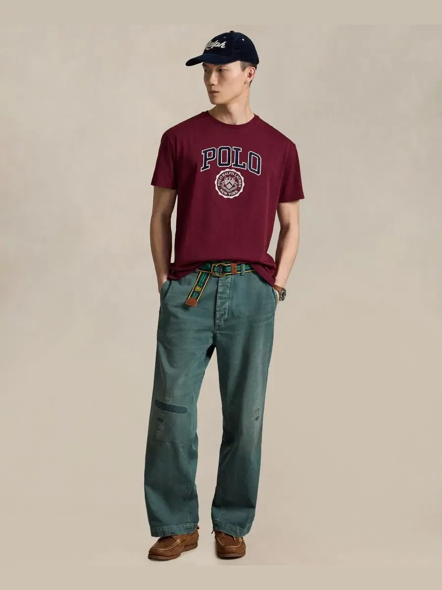 Футболка классического кроя с логотипом Polo Ralph Lauren — изображение 2 из 6, классический винный