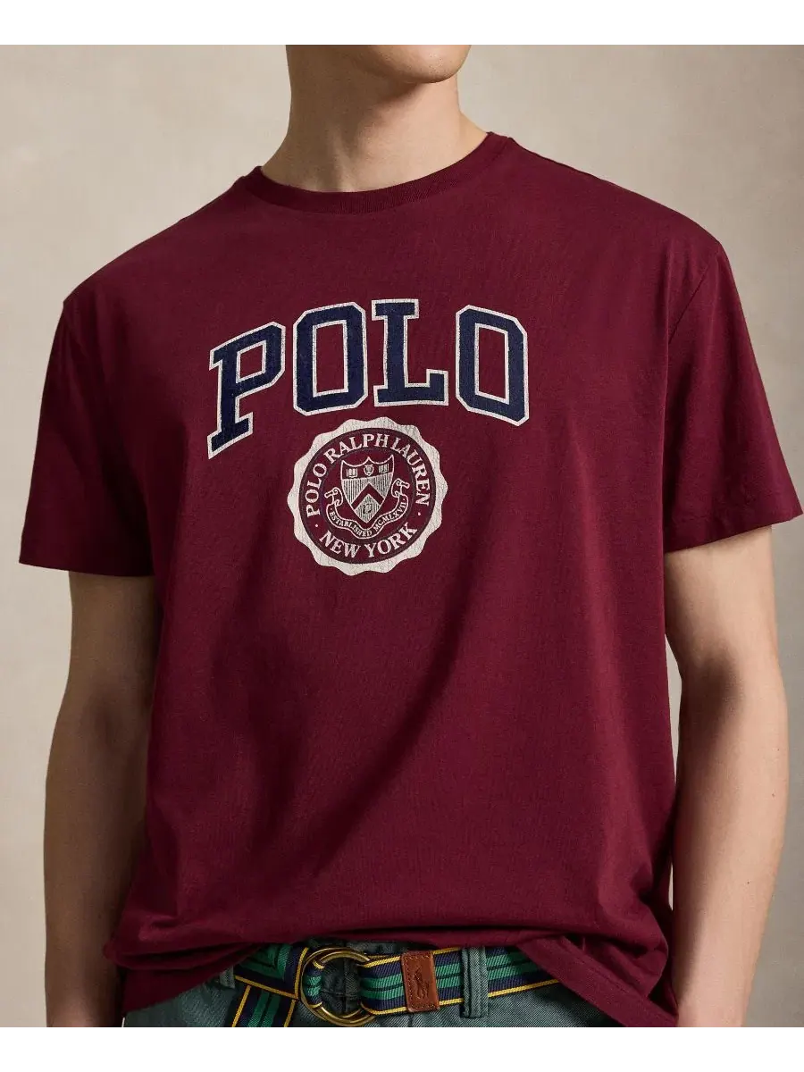 Футболка классического кроя с логотипом Polo Ralph Lauren — изображение 4 из 6, классический винный