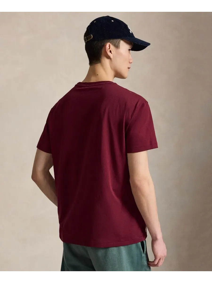 Футболка классического кроя с логотипом Polo Ralph Lauren — изображение 5 из 6, классический винный