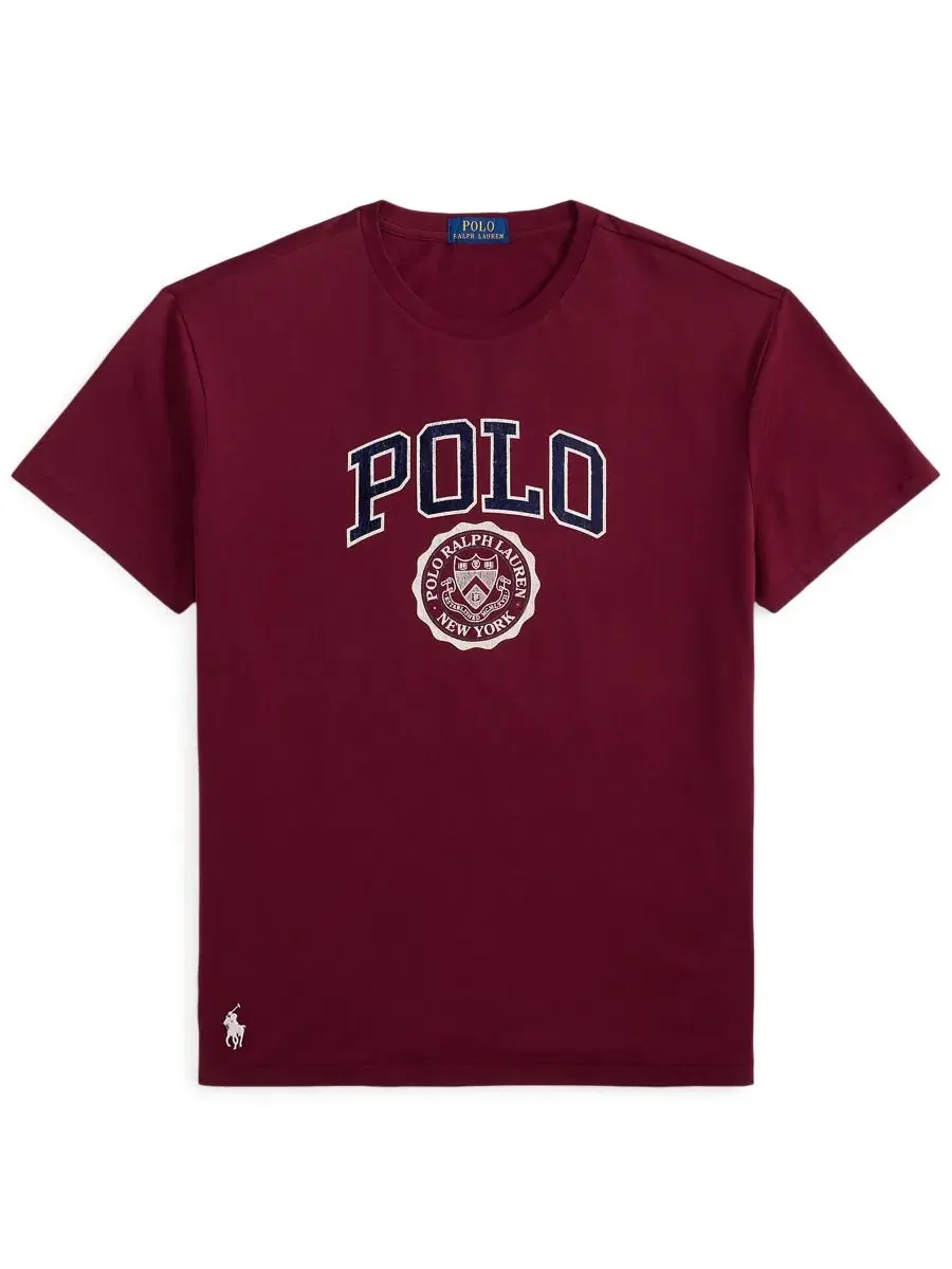 Футболка классического кроя с логотипом Polo Ralph Lauren — изображение 6 из 6, классический винный