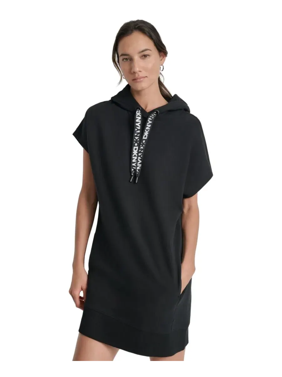 Платье-худи с капюшоном и карманами DKNY Sport — изображение 2 из 4, черный