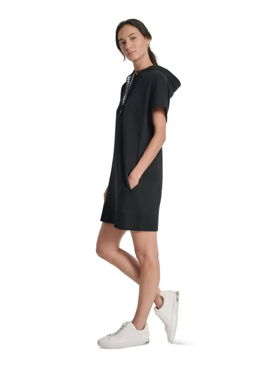 Платье-худи с капюшоном и карманами DKNY Sport — изображение 3 из 4, черный
