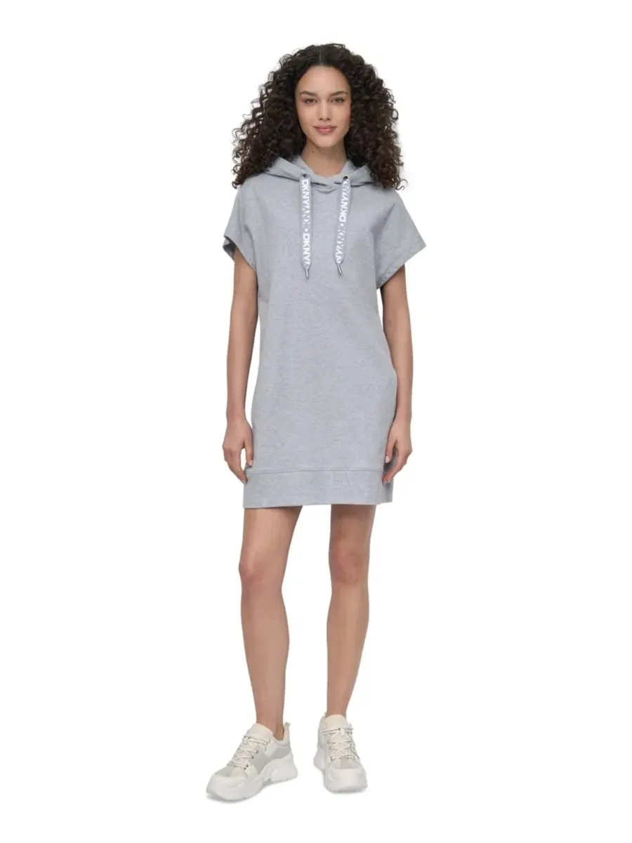 Платье худи с капюшоном и карманами DKNY Sport — изображение 1 из 4, серый