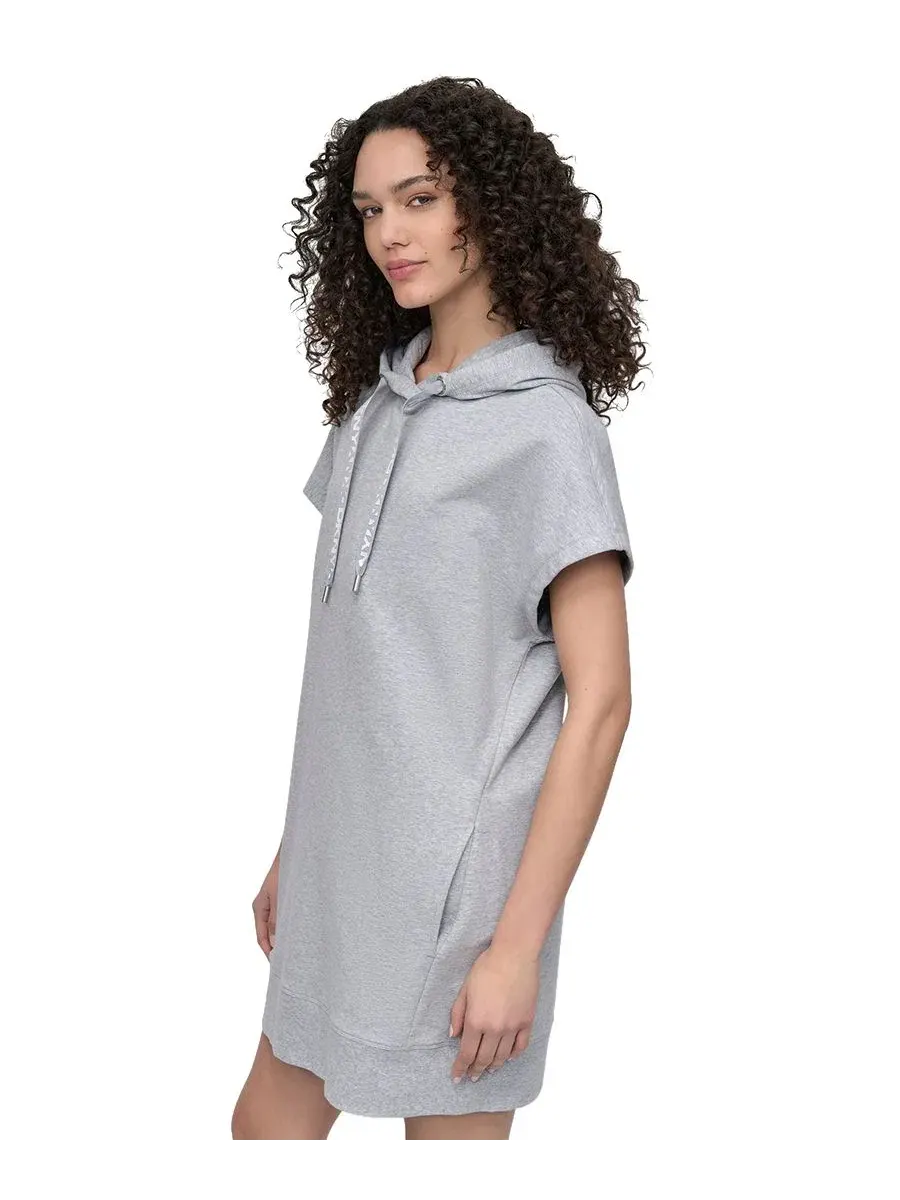 Платье худи с капюшоном и карманами DKNY Sport — изображение 3 из 4, серый