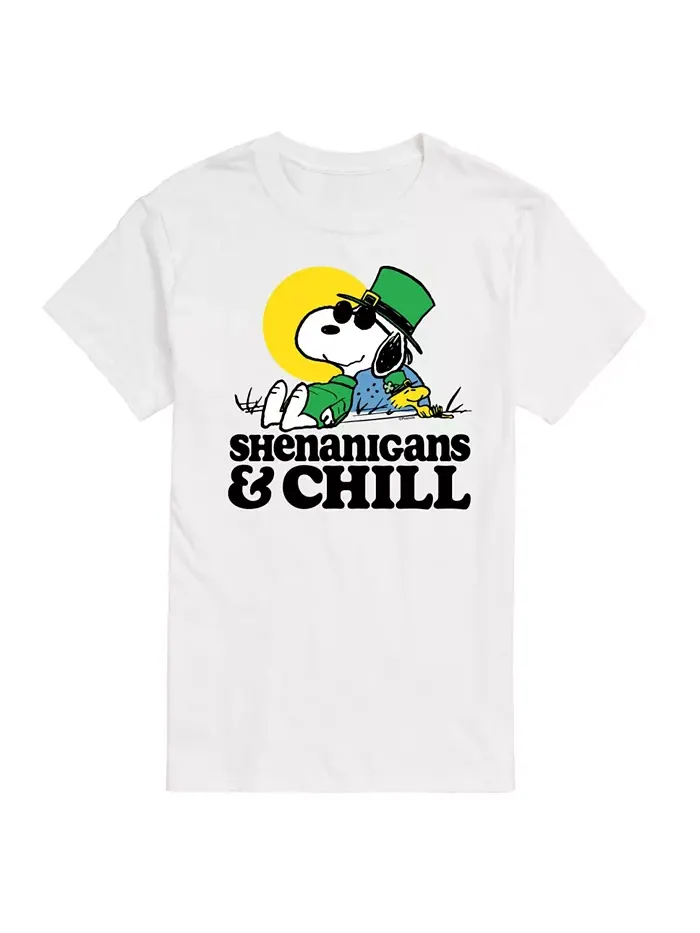 Мужская футболка с коротким рукавом Peanuts St Patrick's Day Shenanigans Chill AIRWAVES — изображение 1 из 3, белый