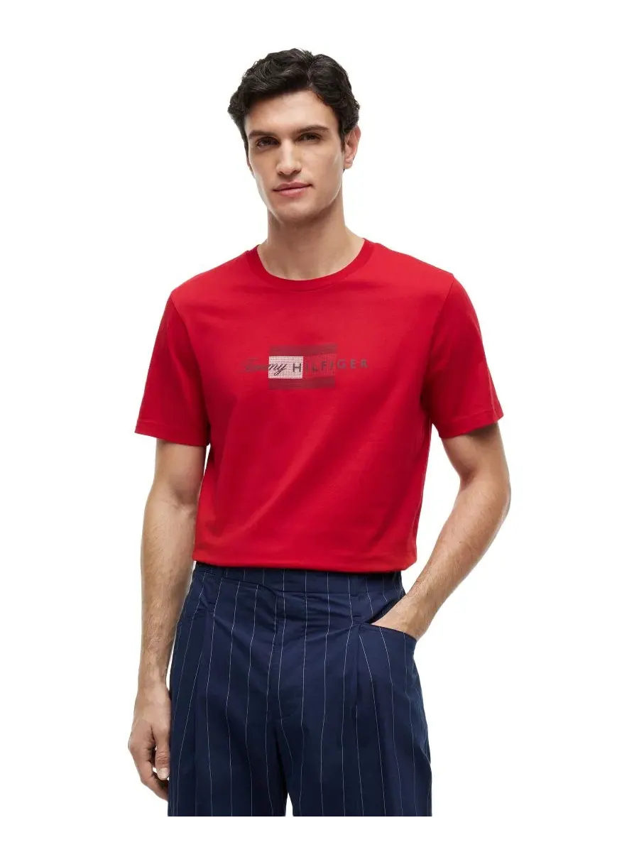 Футболка мужская свободного кроя Script Flag Tommy Hilfiger — изображение 1 из 4, красный
