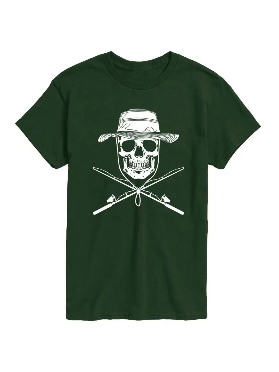 Футболка с принтом Fisherman Skull Crossed Rods AIRWAVES — изображение 1 из 3, зеленый