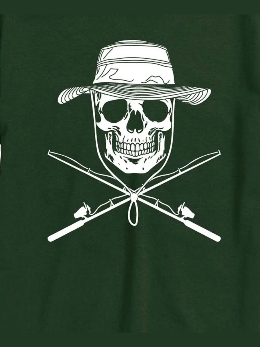 Футболка с принтом Fisherman Skull Crossed Rods AIRWAVES — изображение 3 из 3, зеленый