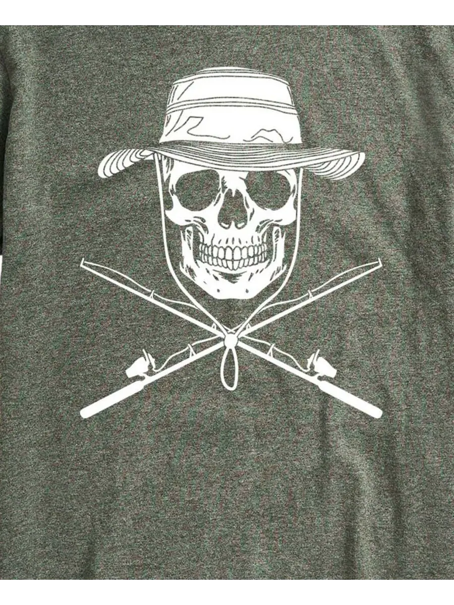 Футболка с принтом Fisherman Skull Crossed Rods AIRWAVES — изображение 3 из 3, зеленый