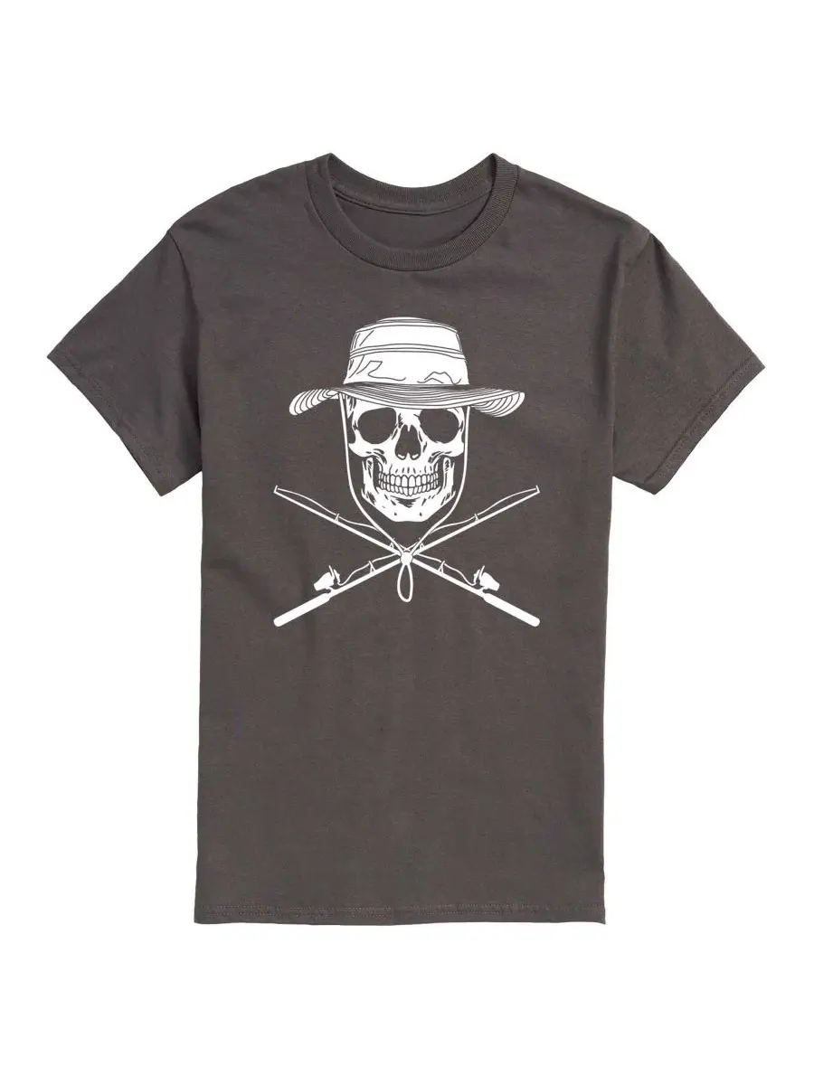 Футболка с принтом Fisherman Skull Crossed Rods AIRWAVES — изображение 1 из 3, темно-серый