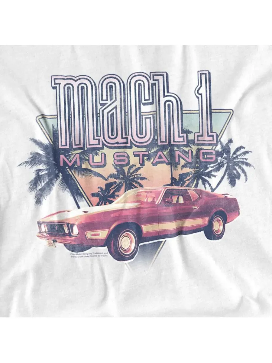 Футболка с принтом Palm Tree Mach 1 Mustang — изображение 3 из 3, белый