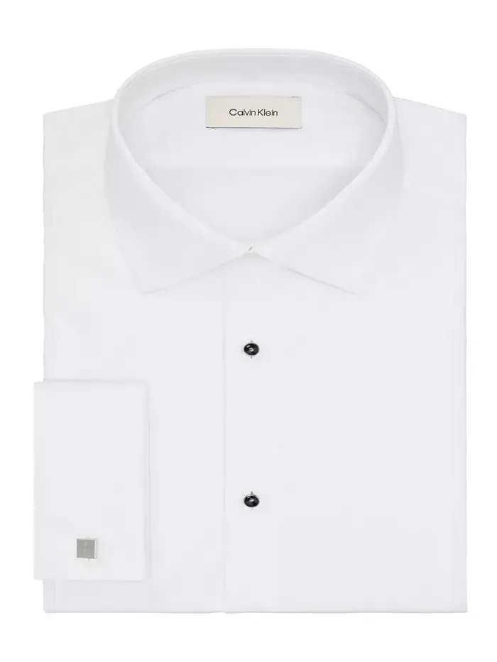 Мужская рубашка Calvin Klein Slim Fit с французскими манжетами — изображение 3 из 4, белый