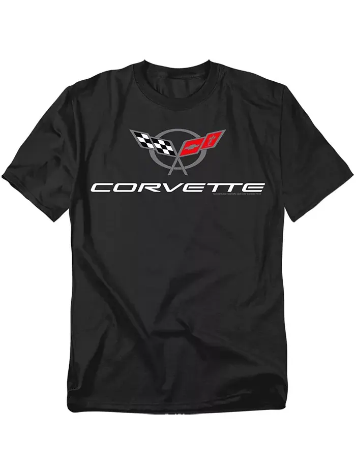 Мужская футболка Chevrolet с современной эмблемой Corvette — изображение 1 из 3, черный