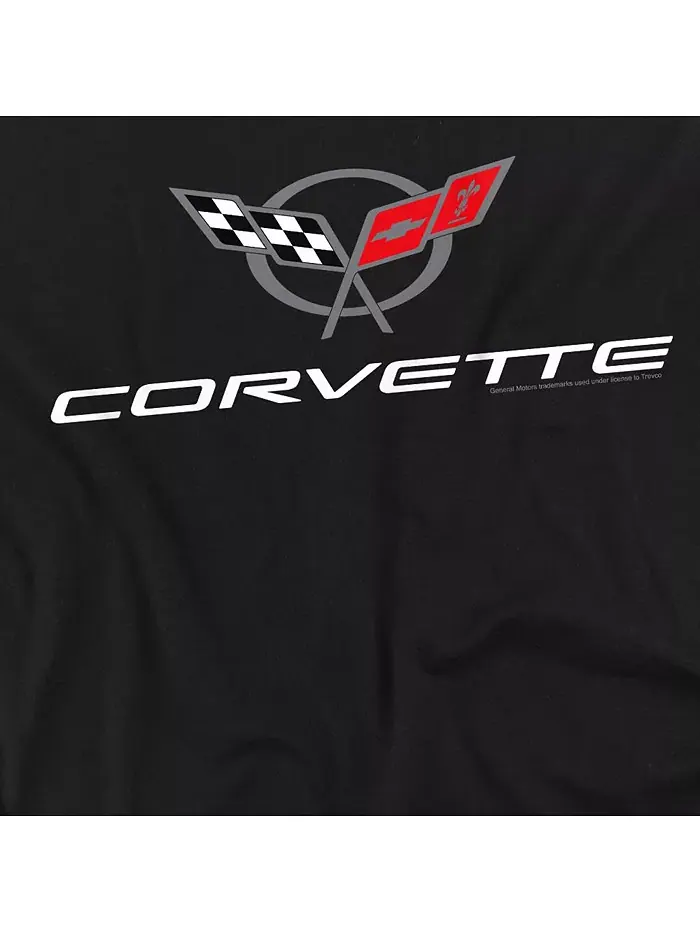 Мужская футболка Chevrolet с современной эмблемой Corvette — изображение 2 из 3, черный