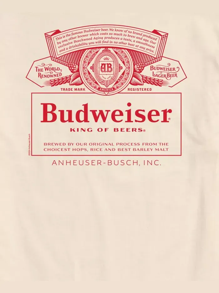 Мужская футболка Budweiser Core с коротким рукавом Airwaves — изображение 3 из 3, бежевый/бежевый