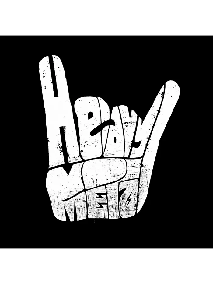 Мужская худи с принтом Word Art - Heavy Metal LA Pop Art — изображение 2 из 2, темный серый