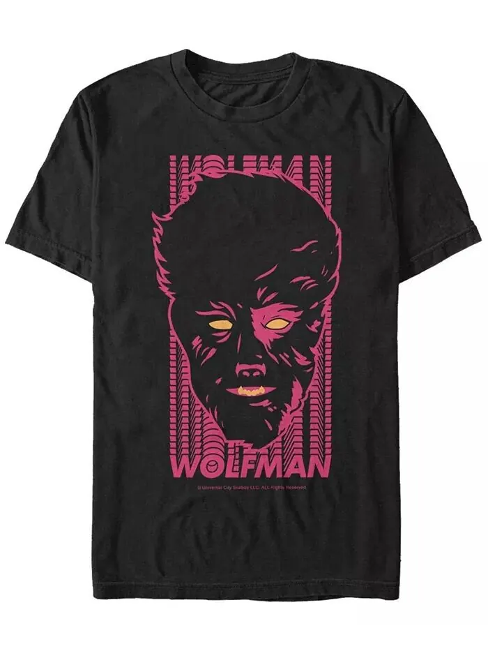 Мужская футболка с коротким рукавом Universal Monsters Wolfman Neon Big Face Fifth Sun — изображение 1 из 1, черный