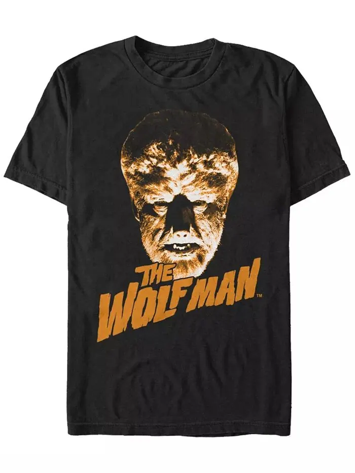 Мужская футболка с коротким рукавом Universal Monsters с логотипом Wolfman Big Face Fifth Sun — изображение 1 из 1, черный