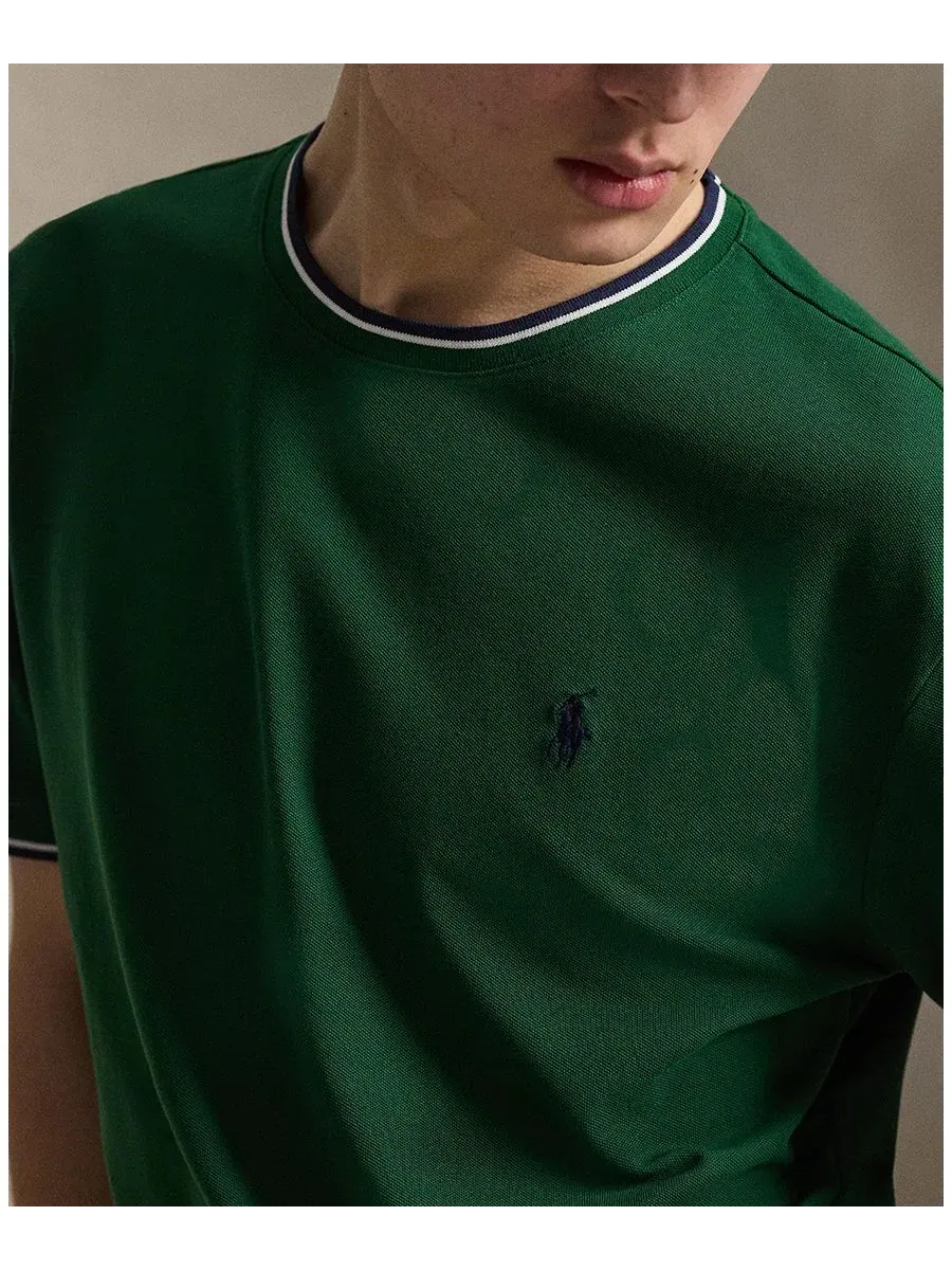Футболка с коротким рукавом классического кроя из стрейч-сетки Polo Ralph Lauren — изображение 3 из 6, лесной зеленый