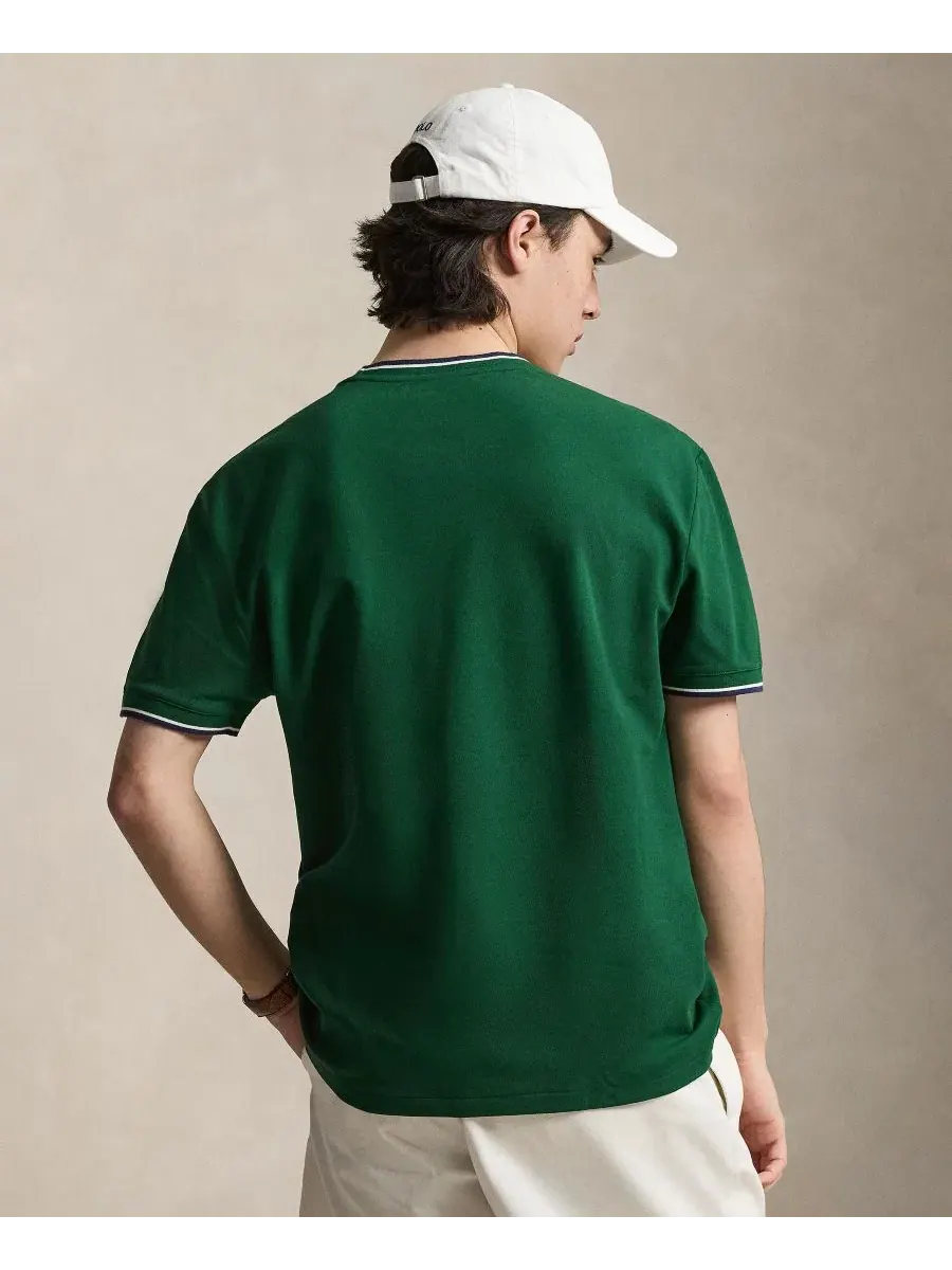 Футболка с коротким рукавом классического кроя из стрейч-сетки Polo Ralph Lauren — изображение 4 из 6, лесной зеленый