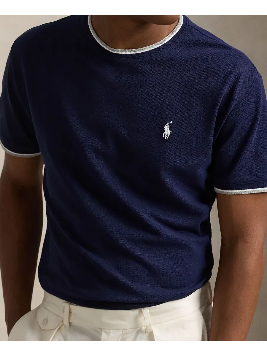 Футболка с круглым вырезом Classic-Fit Stretch Mesh Polo Ralph Lauren — изображение 3 из 6, темно-синий