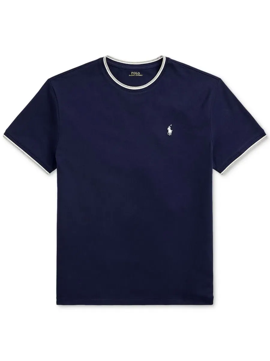 Футболка с круглым вырезом Classic-Fit Stretch Mesh Polo Ralph Lauren — изображение 5 из 6, темно-синий