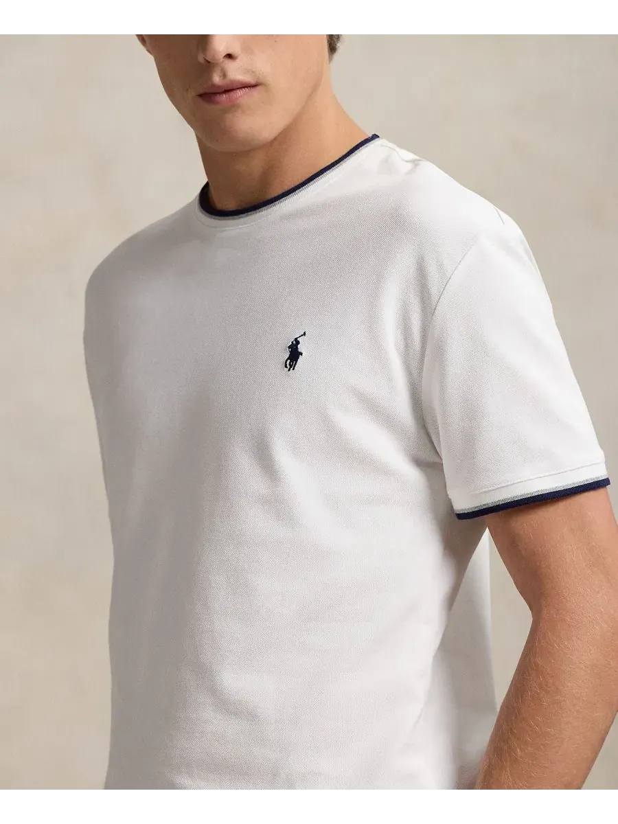 Футболка классическая из стрейч-сетки с вышивкой Polo Ralph Lauren — изображение 3 из 6, белый