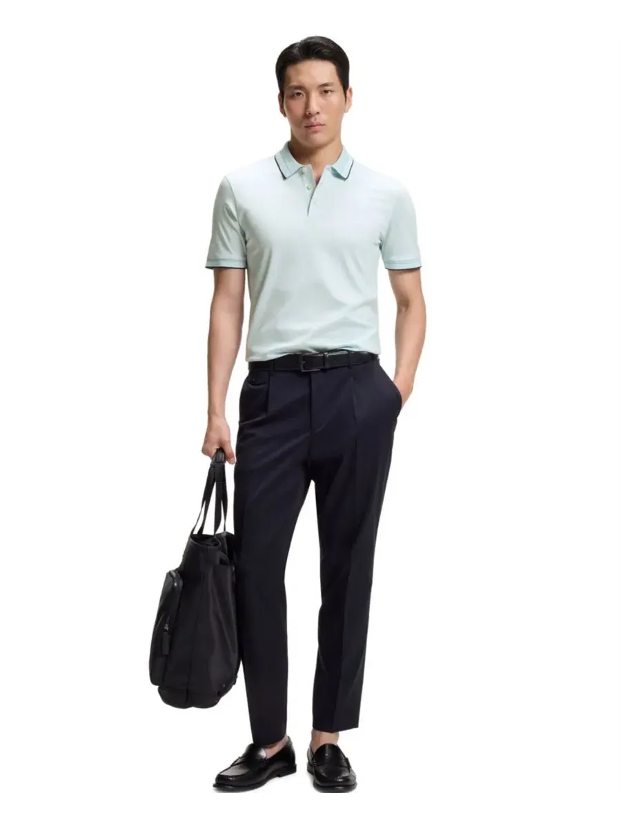 Поло с длинным рукавом из хлопка Hugo Boss — изображение 4 из 5, синий