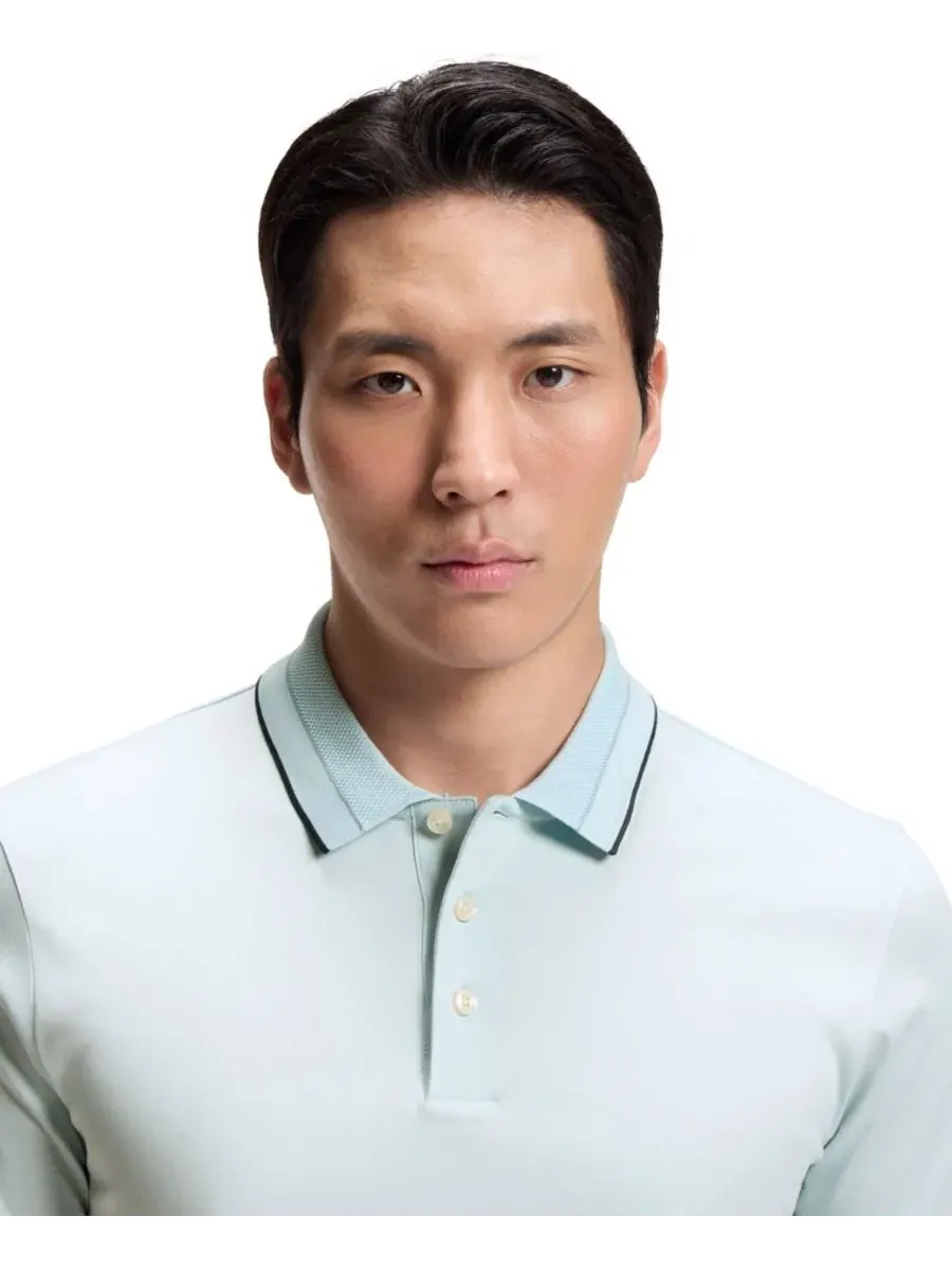 Поло с длинным рукавом из хлопка Hugo Boss — изображение 5 из 5, синий