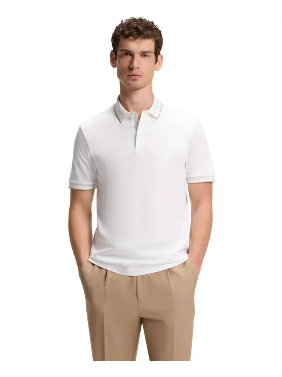 Поло с коротким рукавом из хлопка, Slim Fit Hugo Boss — изображение 1 из 5, белый