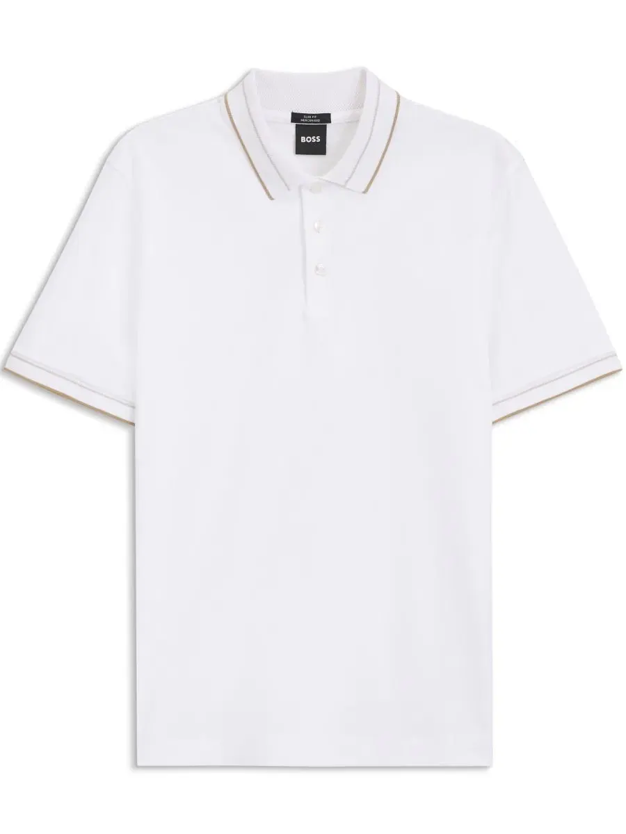 Поло с коротким рукавом из хлопка, Slim Fit Hugo Boss — изображение 2 из 5, белый