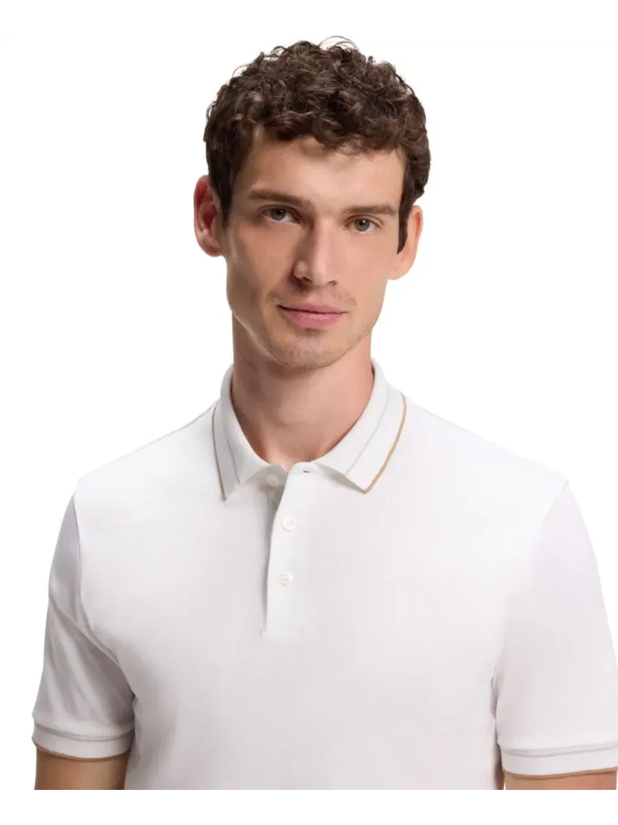 Поло с коротким рукавом из хлопка, Slim Fit Hugo Boss — изображение 3 из 5, белый