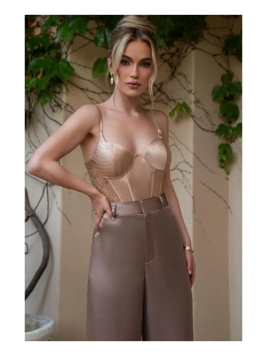 Женский несравненный кружевной боди JLUXLABEL — изображение 8 из 8, коричневый