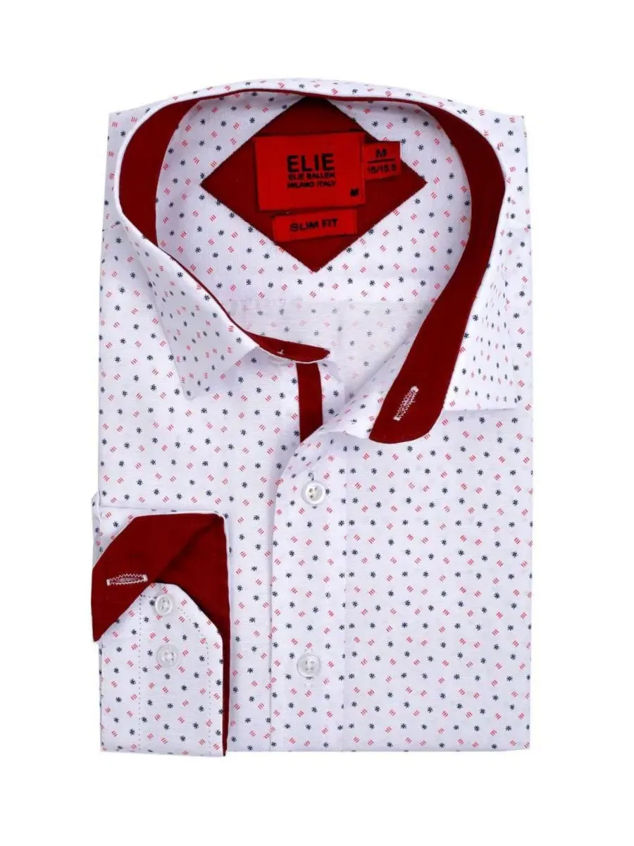 Мужская рубашка классическая с длинным рукавом, slim fit Elie Balleh — изображение 2 из 5, белый