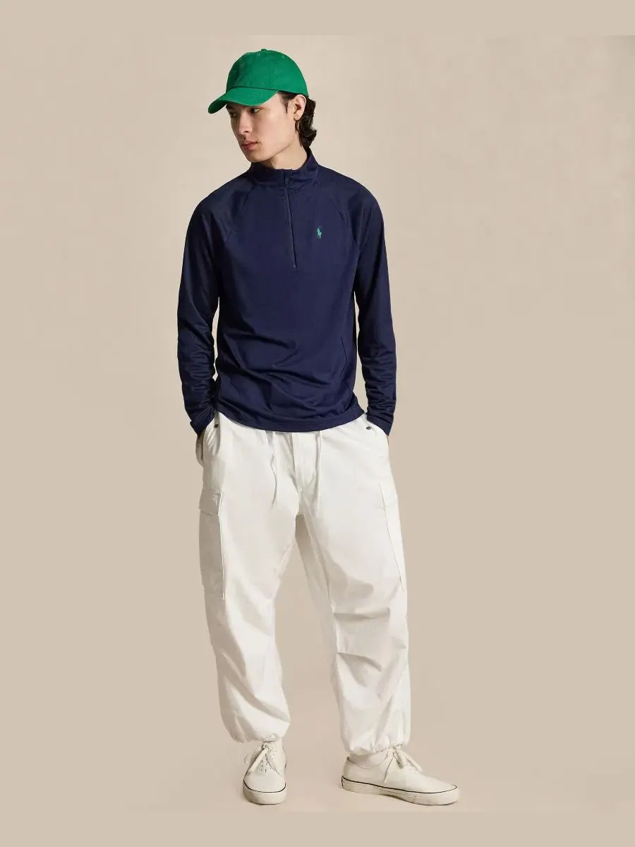 Свитшот с воротником-стойкой и молнией US Open Paneled Stretch Polo Ralph Lauren — изображение 2 из 6, темно-синий