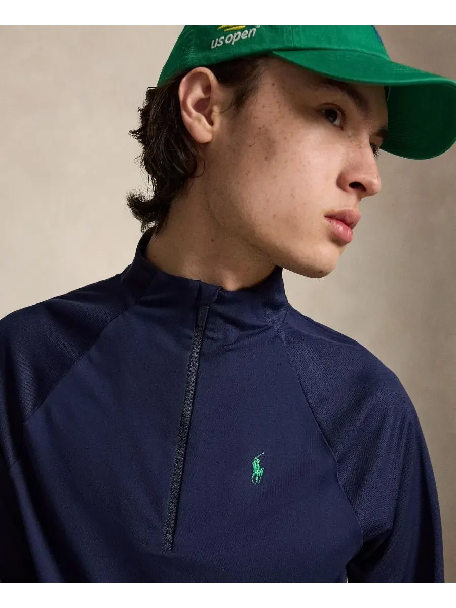 Свитшот с воротником-стойкой и молнией US Open Paneled Stretch Polo Ralph Lauren — изображение 3 из 6, темно-синий