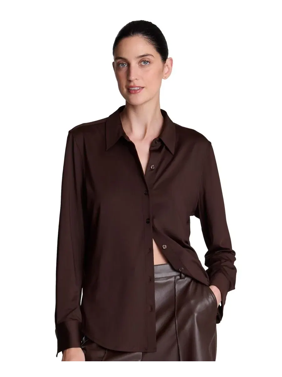 Рубашка Metro Knit с длинным рукавом Kenneth Cole, Medium Bark — изображение 1 из 7