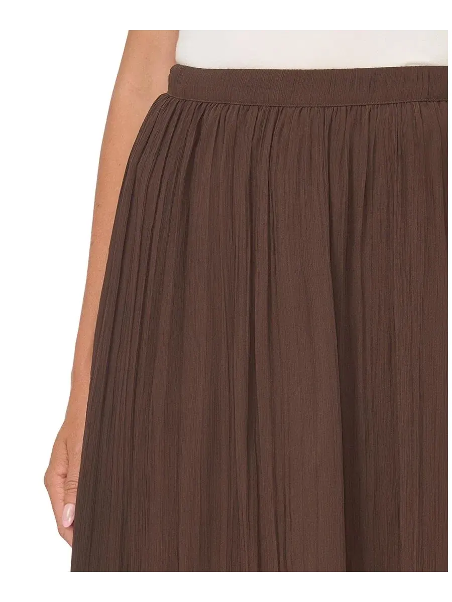 Юбка-миди A-силуэта с защипами, модель Pleated Pull-On Midi Skirt Vince Camuto — изображение 3 из 5, шоколадный