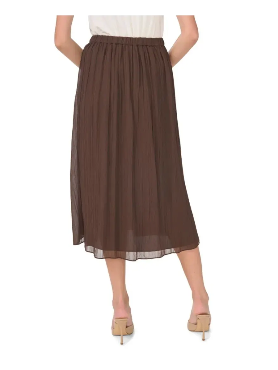 Юбка-миди A-силуэта с защипами, модель Pleated Pull-On Midi Skirt Vince Camuto — изображение 4 из 5, шоколадный