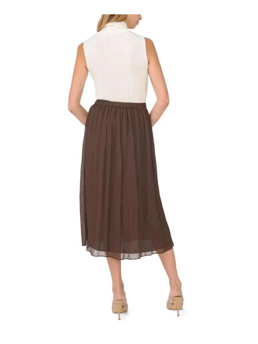 Юбка-миди A-силуэта с защипами, модель Pleated Pull-On Midi Skirt Vince Camuto — изображение 5 из 5, шоколадный