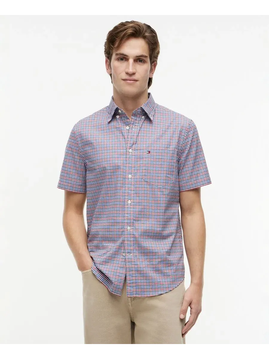Рубашка с коротким рукавом Oxford Multi-Gingham Tommy Hilfiger — изображение 1 из 4, красный