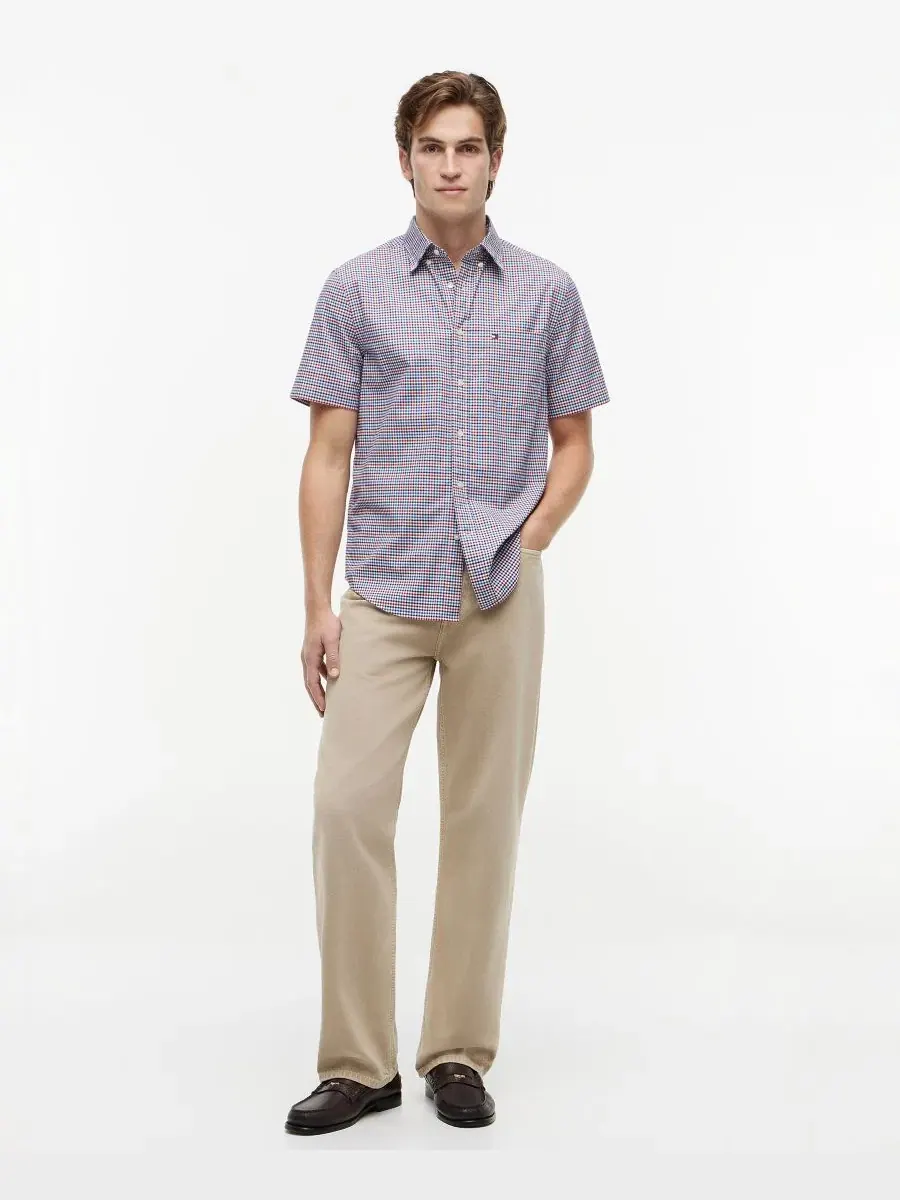 Рубашка с коротким рукавом Oxford Multi-Gingham Tommy Hilfiger — изображение 2 из 4, красный