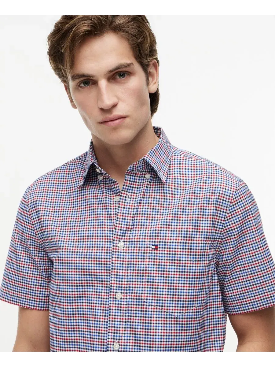 Рубашка с коротким рукавом Oxford Multi-Gingham Tommy Hilfiger — изображение 3 из 4, красный